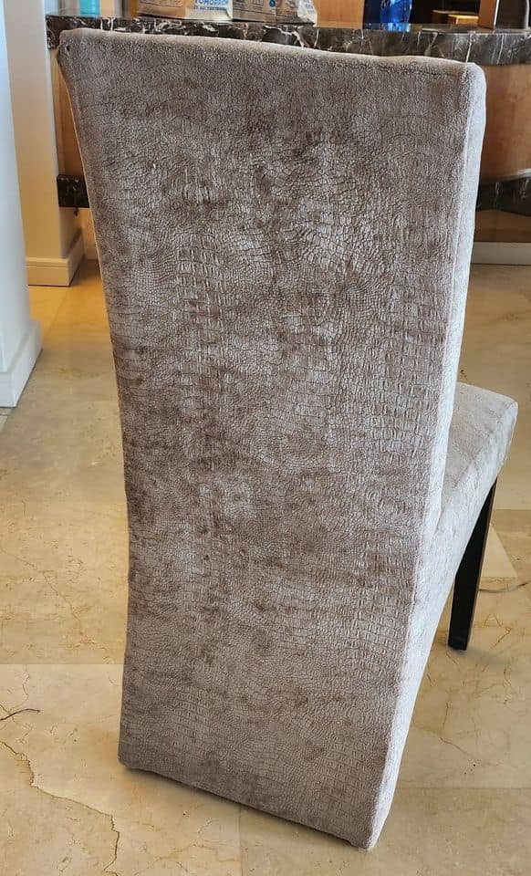 16 x Designer Dining Room Chairs Upholstered in beautiful fabric Wooden legs (each)