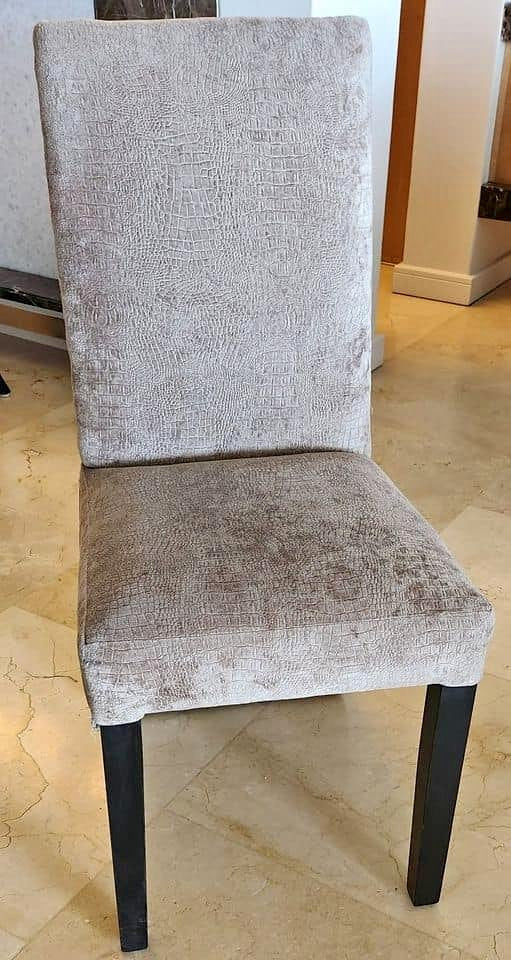 16 x Designer Dining Room Chairs Upholstered in beautiful fabric Wooden legs (each)