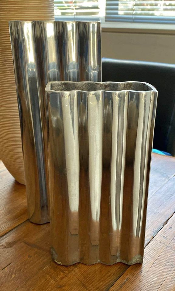 2 x pewter Vases