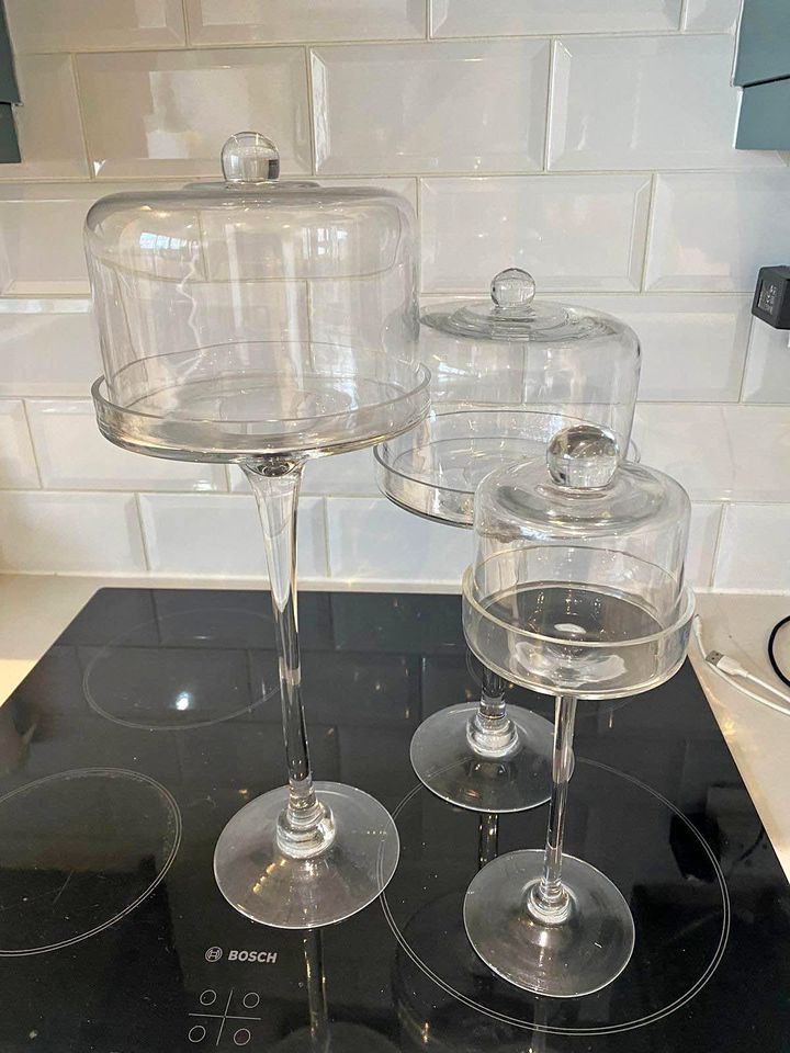 3 Glass mini cake / cookie stand