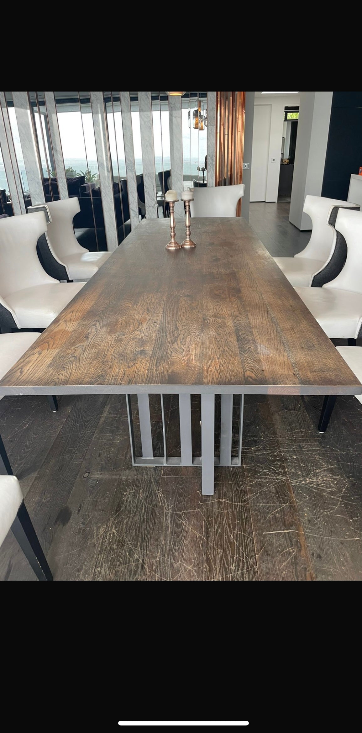 Weylandts’s dining room table & 10 Dining Chairs Bespoke Design 

Table :
300 x 100m 
R15 000 ( new is R35000)

10 chairs - R42000 ( they are R7000 each new)