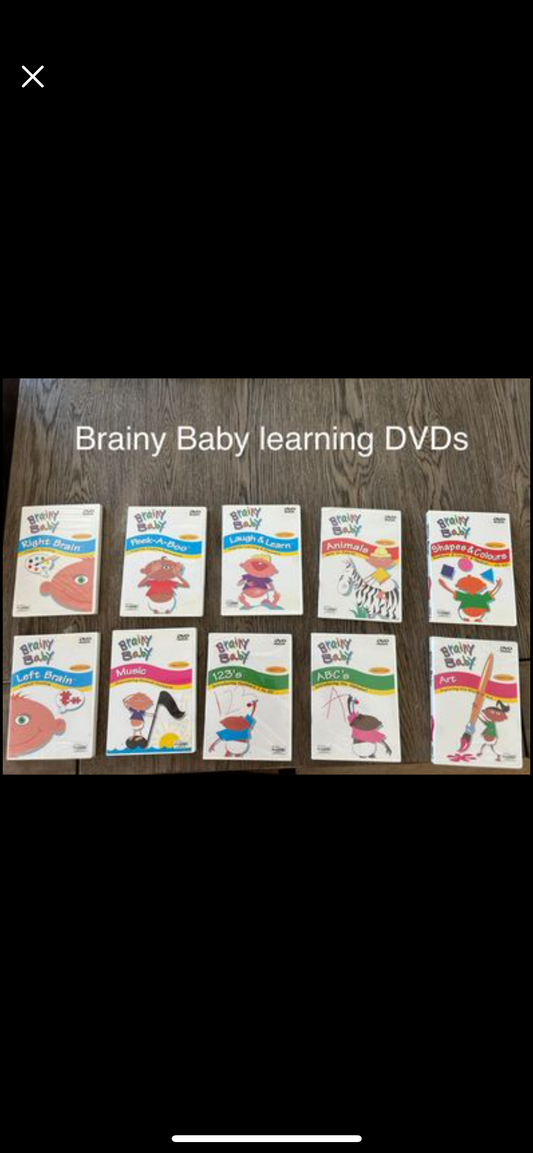 Brainy Baby learning DVDs for different ages ranging between 9-months - 5years old . ( only 4 have been opened ) . R50 each .