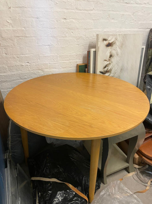 Coricraft wooden round 6 seater table. R2800. Good condition.